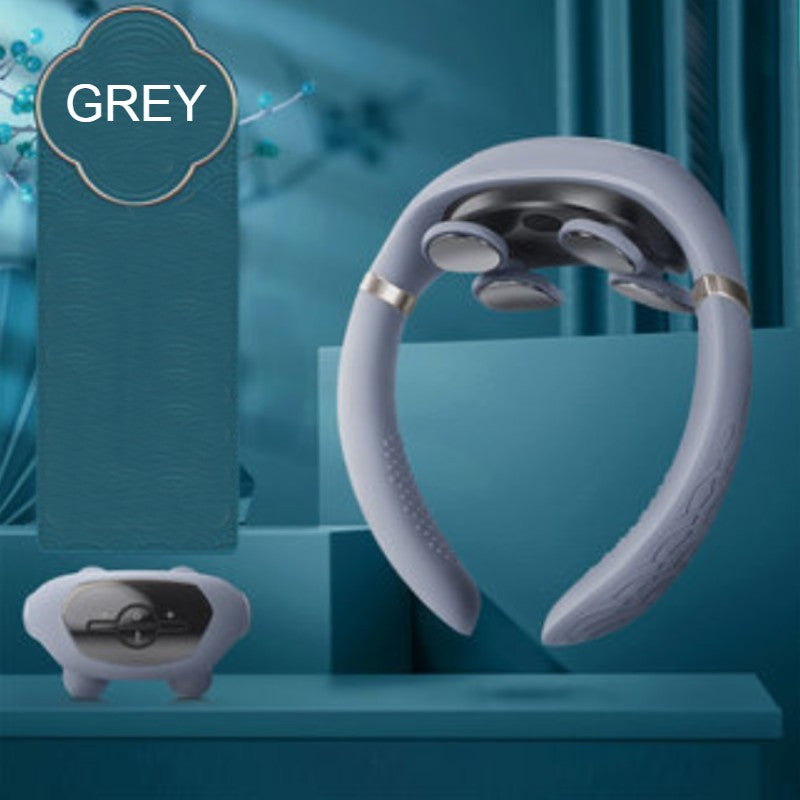 Portable Neck Massager, with 6 Modes, 16 Strengths, Red Light Auxiliary Massage & Ergonomic Design, for Study, Work & Travel