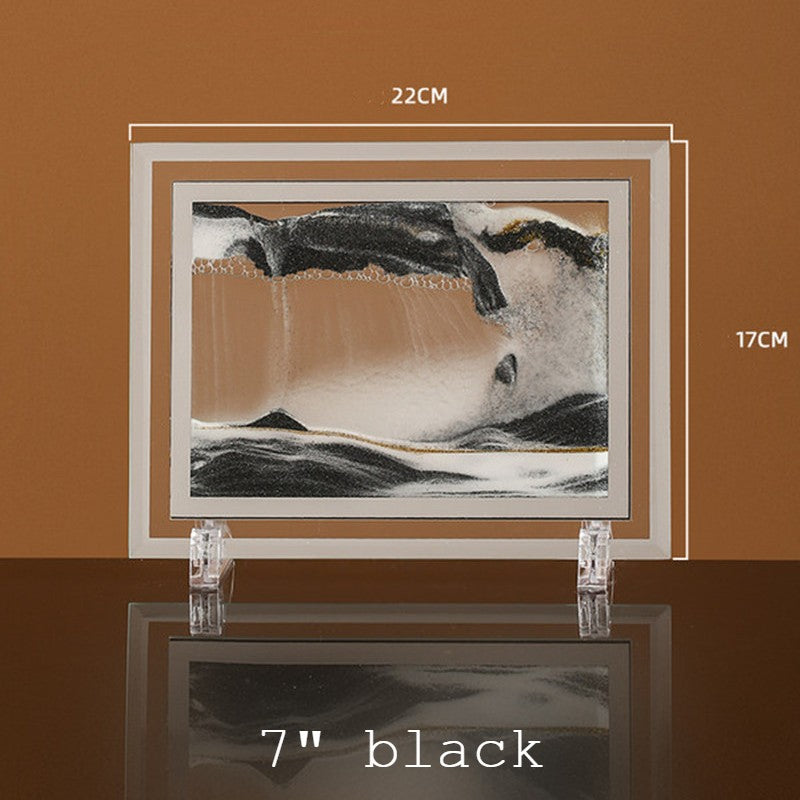 Dynamic Glass Framed Moving Sand Nature Landscape, for Desktop, Home, Office, Decor