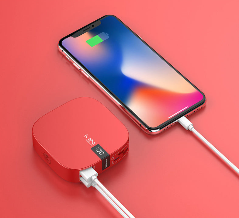 Mini 10000mAh Power Bank with 2.1A Fast Charging, Super Slim, LED Display and Dual USB Output Ports, Support Lightning, Micro and Type-C