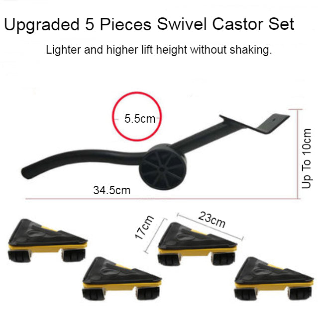 Mini Floor Jack with Swivel Castors, Anti-detachment Design, Strong Load Bearing Capacity, for Home Use, Moving Heavy Objects