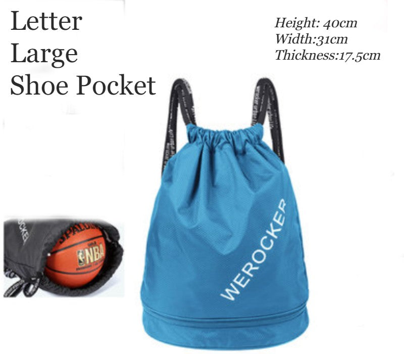 Lightweight & Waterproof Drawstring Backpack with Ball/Shoe Compartment and Dry Wet Separated Design, for Sports, Pool, Beach, Fitness, Soccer, Basketball and More