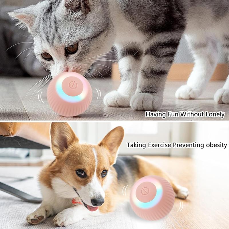 Smart Interactive Cat Ball Toy - Automatic Rolling LED Ball for Indoor Cats - Self-Play Power Ball