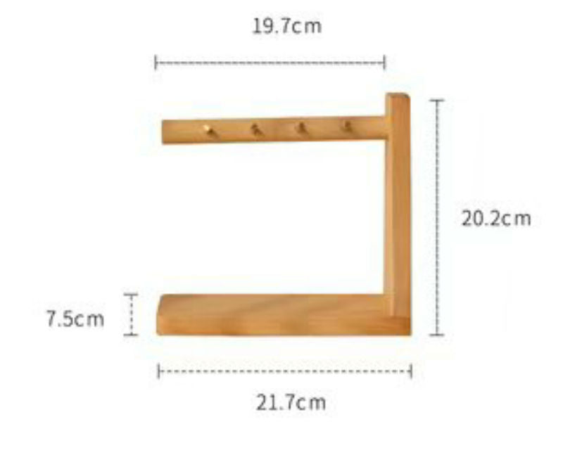 Solid Wood Key Organizer with 6 Key Hooks and Storage Platform, No Installation Required, Suitable for Storing Keys, Glasses, Wallets and More