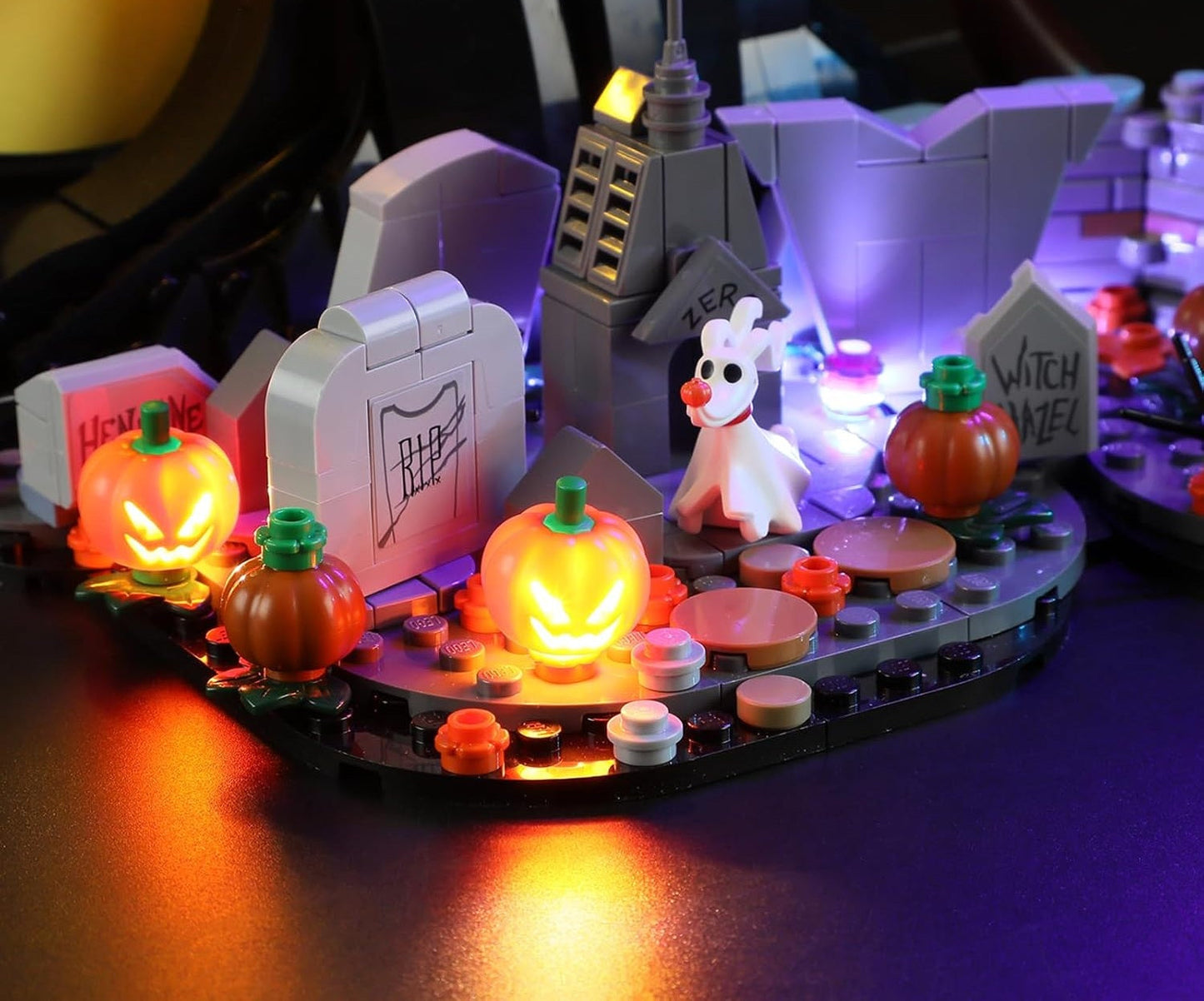 LEGO Nightmare Before Christmas LED Lamp – Decorative Light Kit with Battery Box for LEGO 21351 Jack Skellington Set