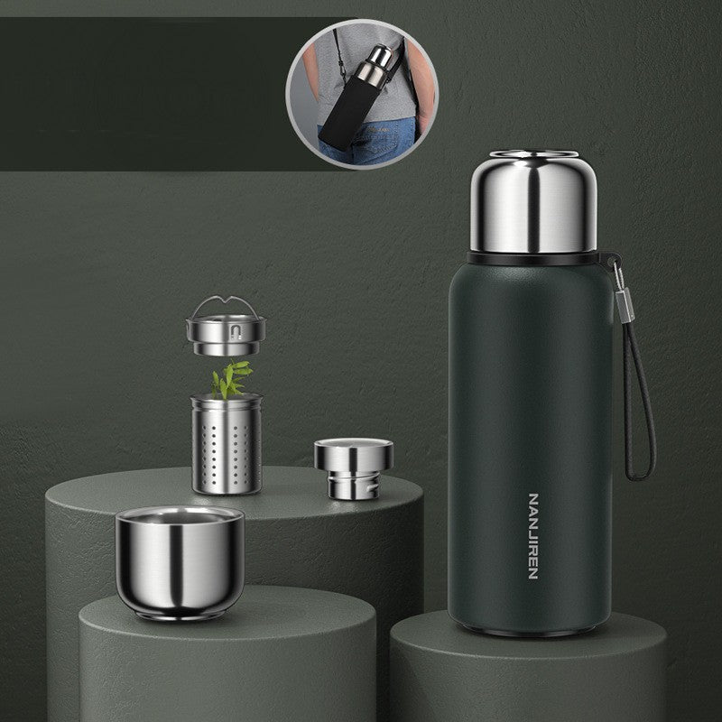 Insulated Thermos Water Bottle, with Tea Filter & Wide-mouth Opening, for Coffee, Tea & Cold Beverage