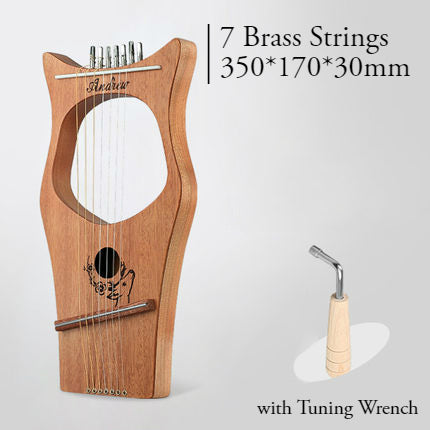 16 Brass String Mahogany Lyre Harp with Tone Wrench for Children, Teenager & Adults