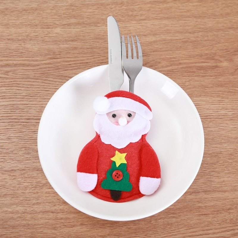 Christmas Tableware Holder - 8 Pieces Festive Cutlery Caddy