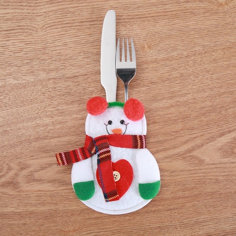 Christmas Tableware Holder - 8 Pieces Festive Cutlery Caddy