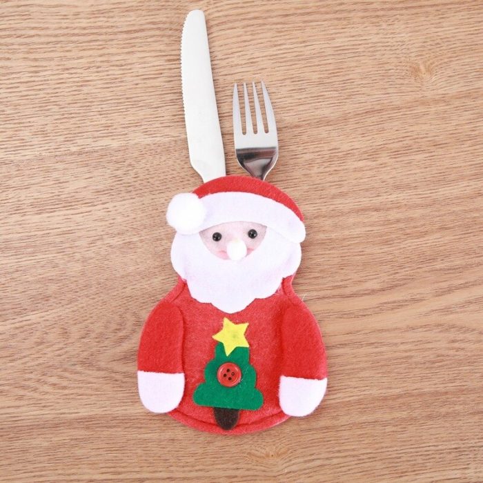Christmas Tableware Holder - 8 Pieces Festive Cutlery Caddy