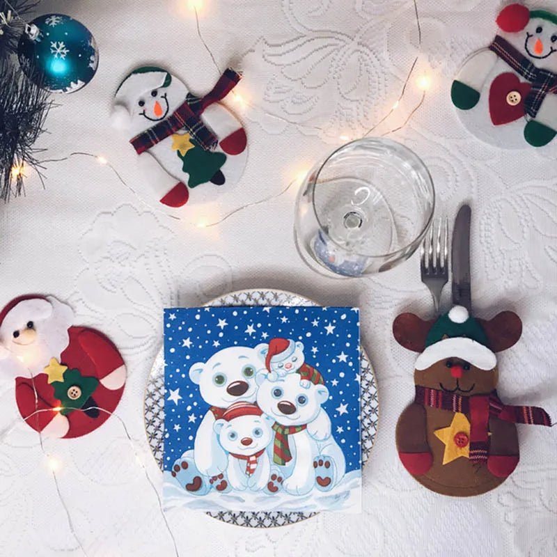 Christmas Tableware Holder - 8 Pieces Festive Cutlery Caddy