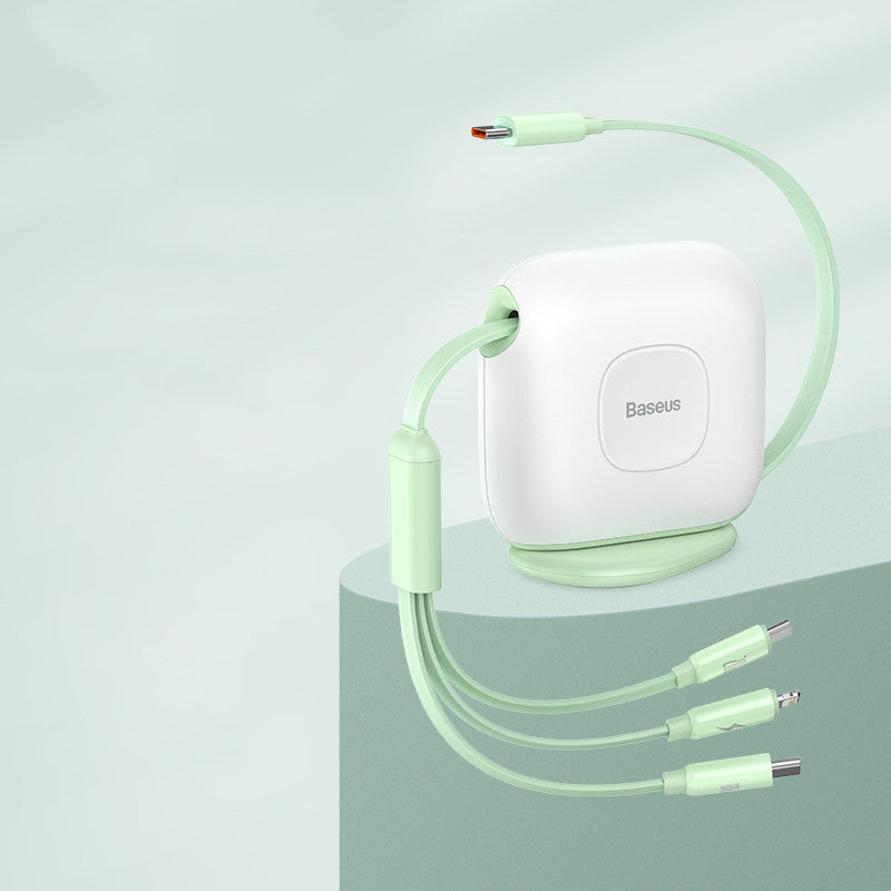 3-in-1 Retractable Rotatable Charging Cable, with Lightning, Type-C & Micro, for Phone & Tablets