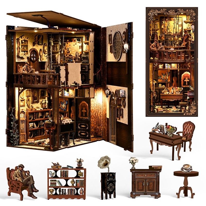Detective’s Study DIY Book Nook Kit – Dark Box Mystery Case