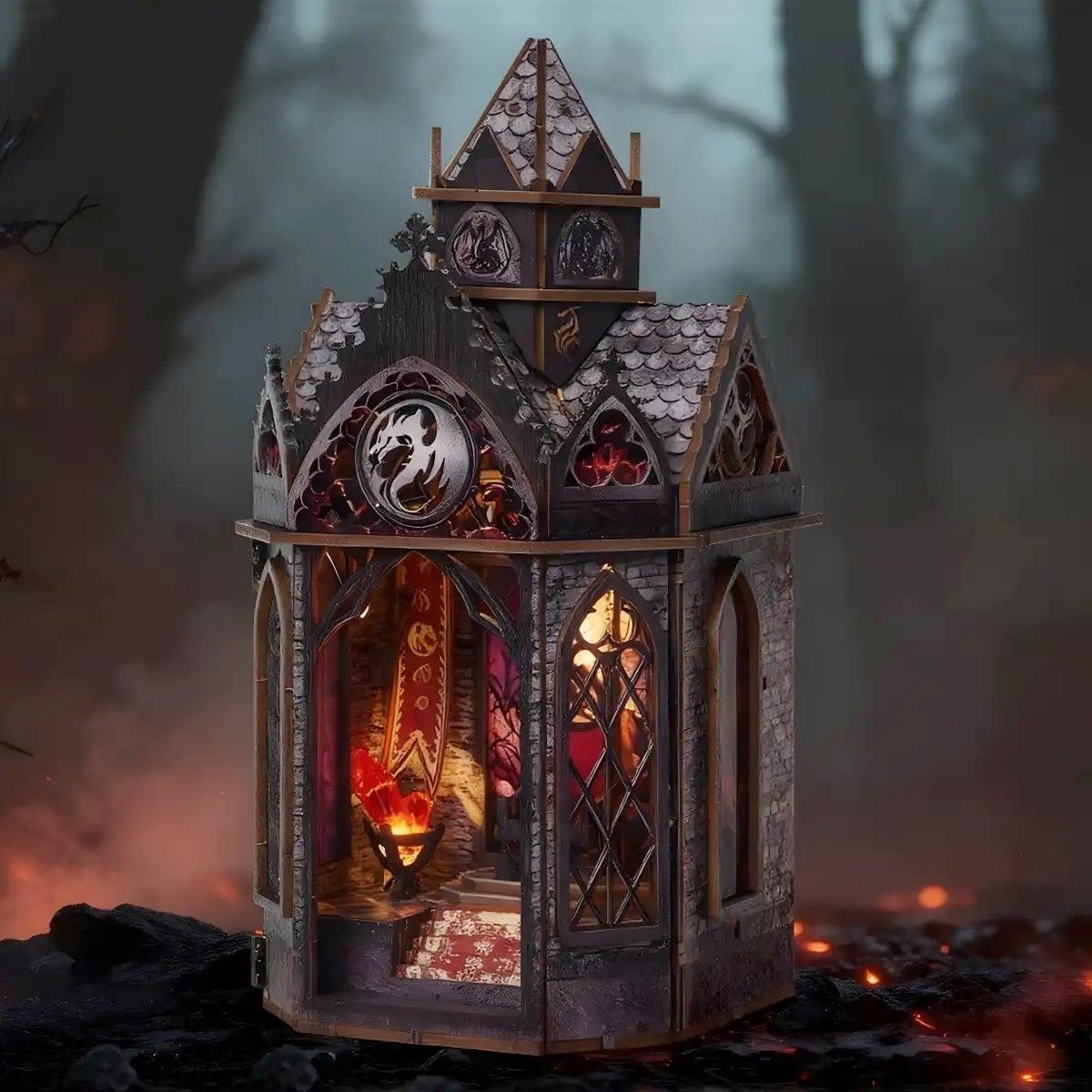 Dragon Spire DIY Miniature House Kit | Bookshelf Decor