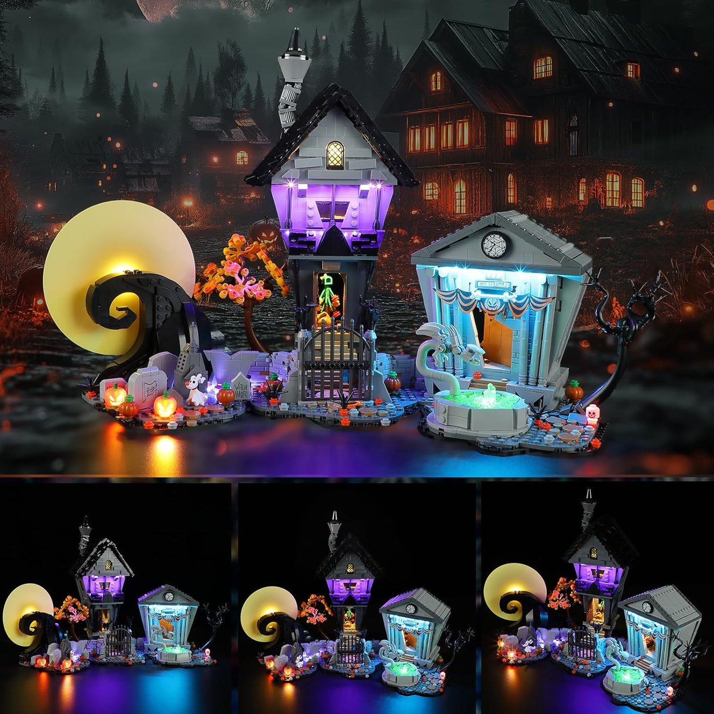 LEGO Nightmare Before Christmas LED Lamp – Decorative Light Kit with Battery Box for LEGO 21351 Jack Skellington Set