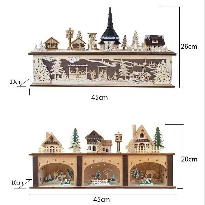 Pre-lit Wooden Christmas Town Tabletop Decoration
