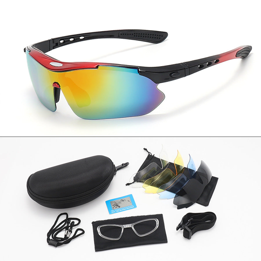 Polarized Cycling Sunglasses Bicycle UV400 Goggles Sports Eyewear Glasses with 5 Interchangeable Lenses Unbreakable For Outdoor