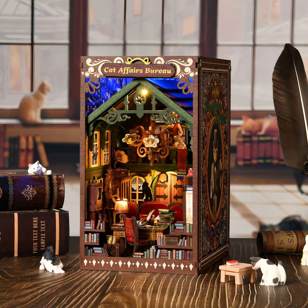 The Cat Bureau DIY Book Nook Kit | Double-sided Miniatures