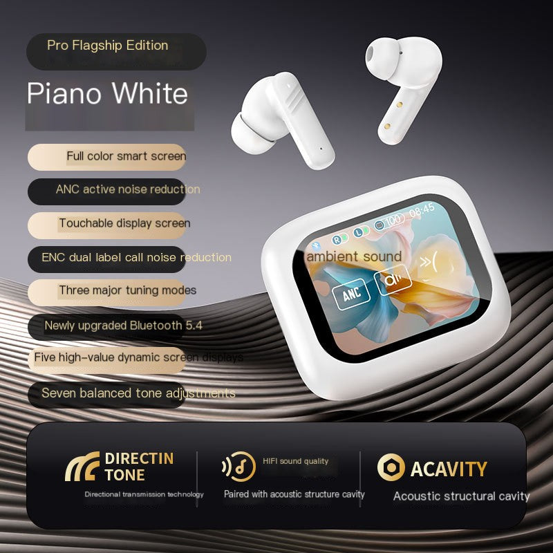 TWS Bluetooth Earbuds โ Color Screen Touch Control with Active Noise Cancellation