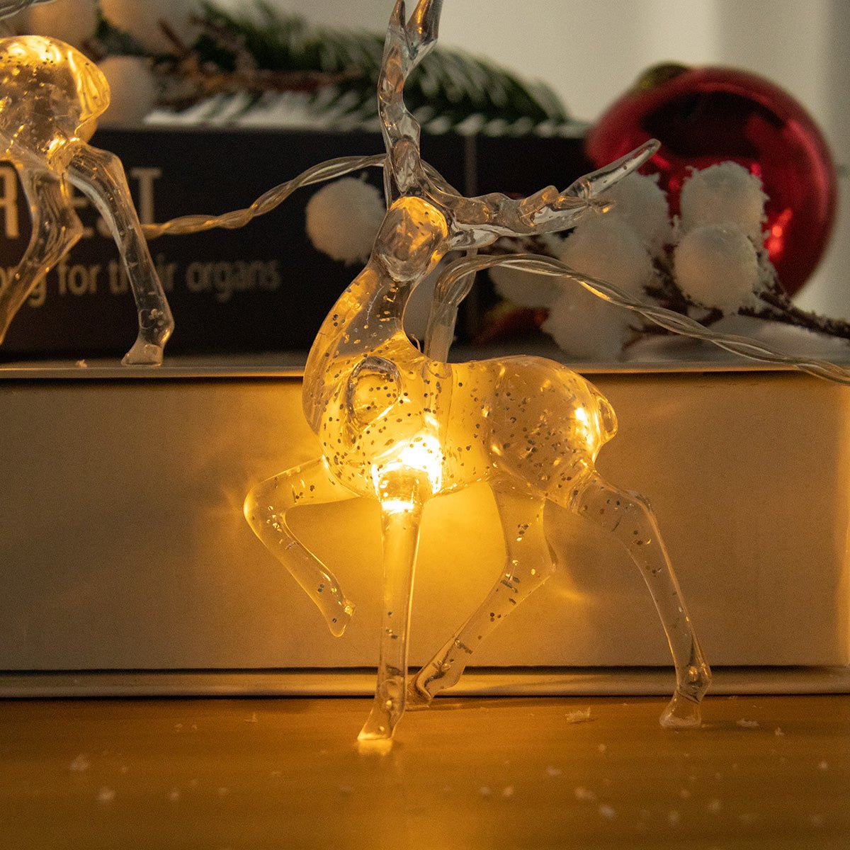 Christmas LED Reindeer String Lights – Battery-Powered Christmas Fairy Lights for Magical Holiday Parties, Home, and Tree Décor