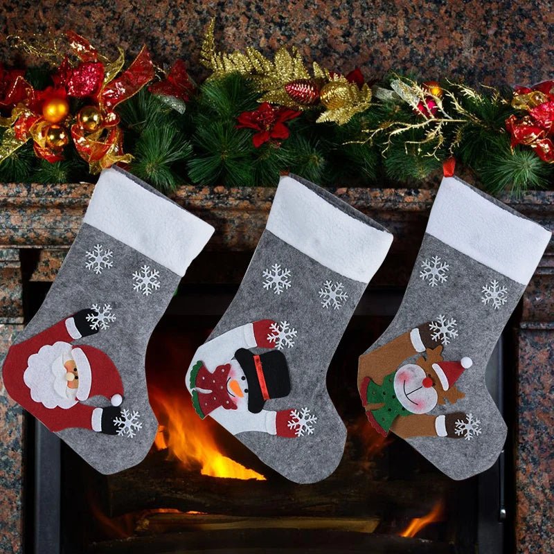 Christmas Stockings with LED Lights- Snowman, Santa, Elk, and Bear Designs Perfect for Adding Festive Cheer to Your Fireplace or Christmas Tree!