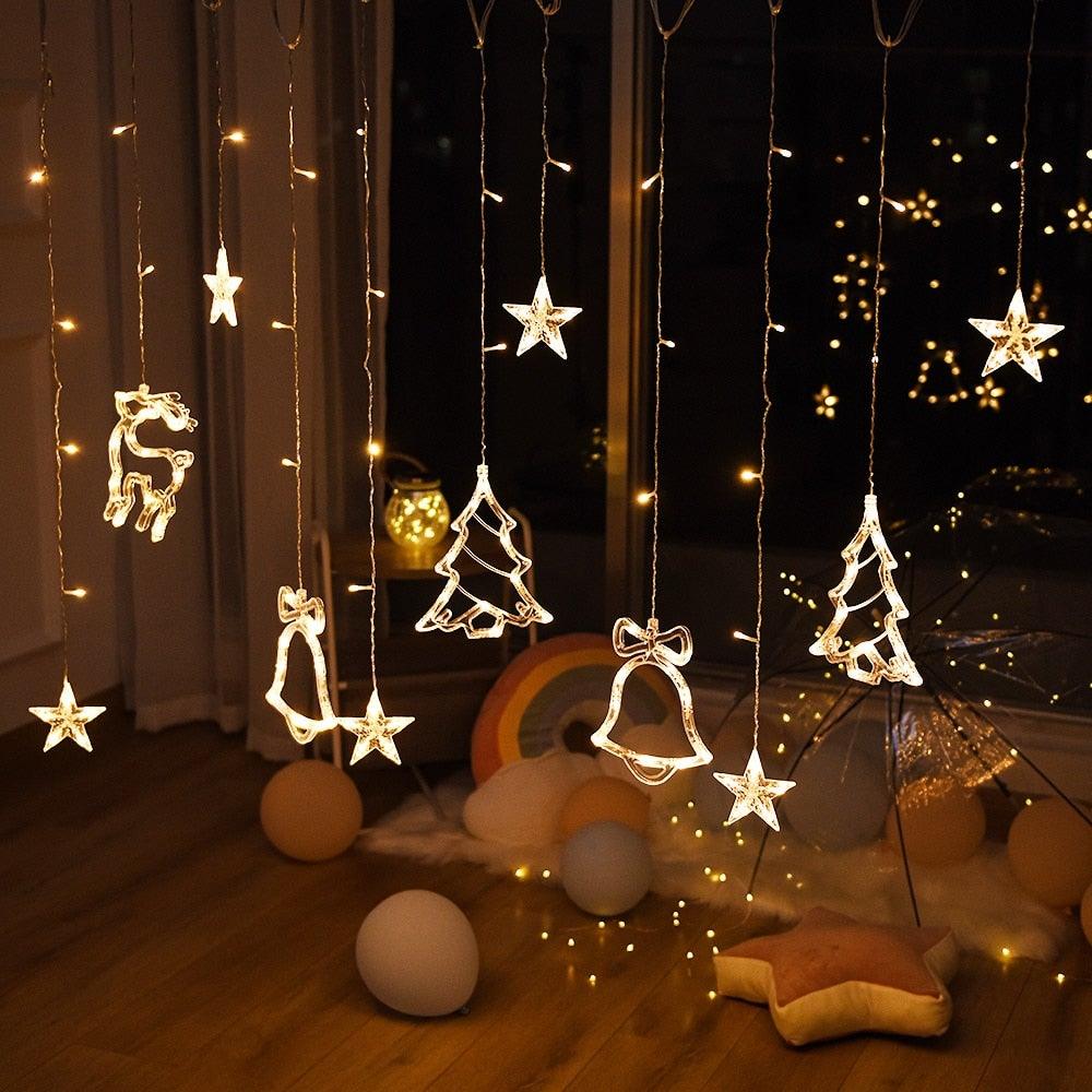 Christmas String Lights - LED Star Curtain Fairy String Lights Christmas Decoration