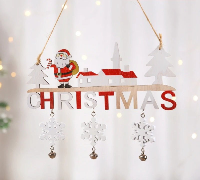 Gnome Santa Claus Wooden Hanging Ornament Signage – Festive Christmas Decoration for Home, Door, and Tree, Perfect for Holiday Cheer