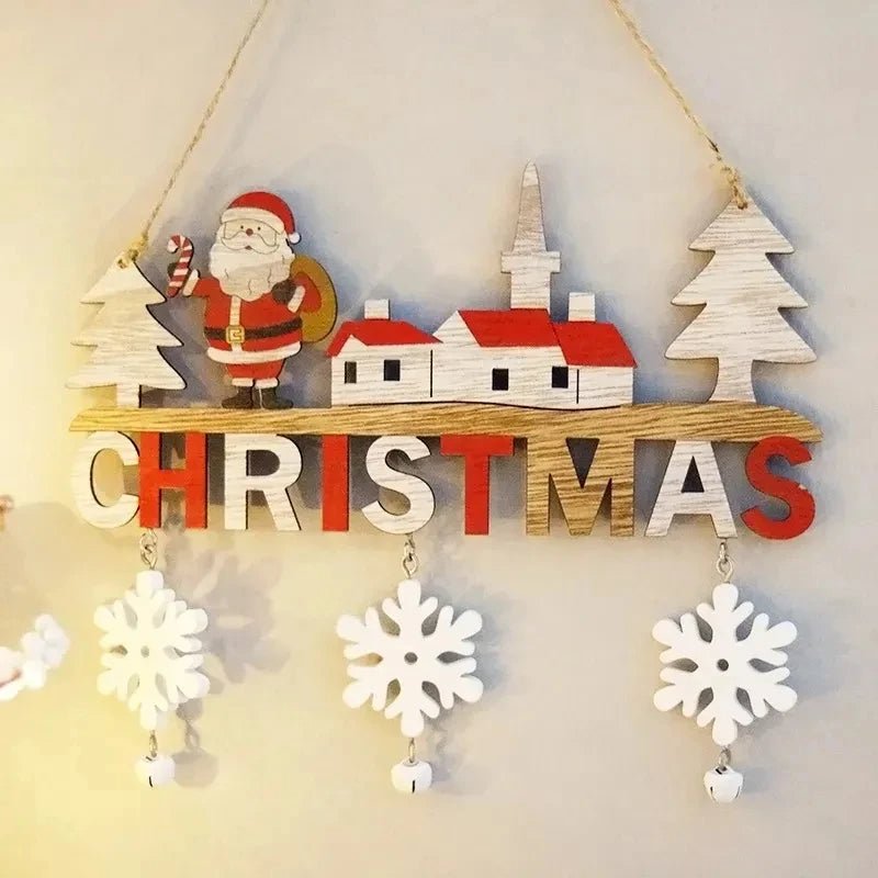 Gnome Santa Claus Wooden Hanging Ornament Signage – Festive Christmas Decoration for Home, Door, and Tree, Perfect for Holiday Cheer