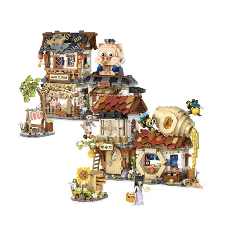 Ancient Honey Bee & Bacon Shops Micro Building Set Collection