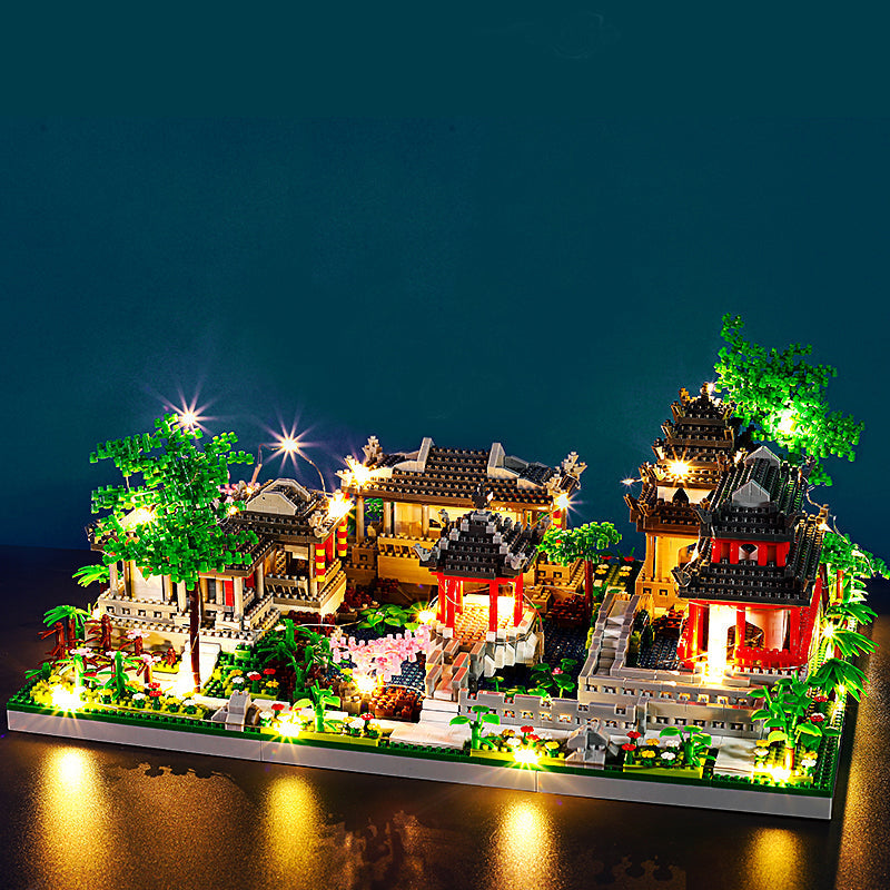 Ancient Pagoda Village with Lake Nano Building Blocks