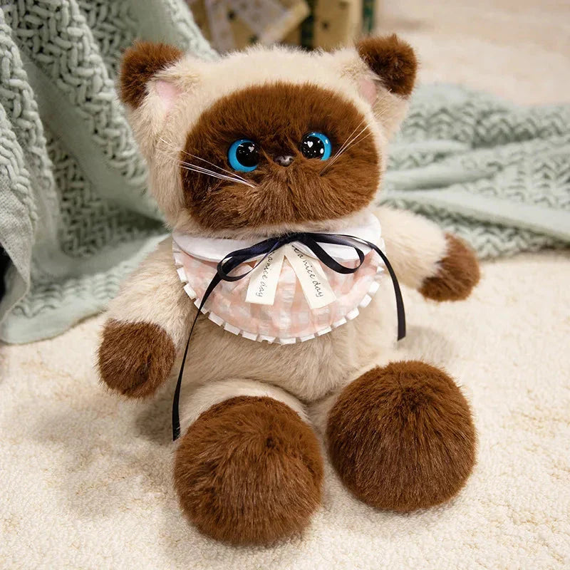 Big-eyed Calico Siamese Cat Plush Friends