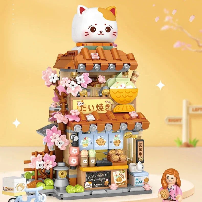 Cat Taiyaki Flower Cafes Foldable Micro Building Set Collection