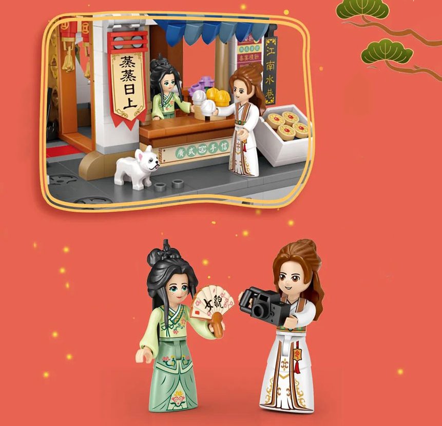 Chinese Street Lake Bridge Pavilion Teahouse Micro Building Set Collection