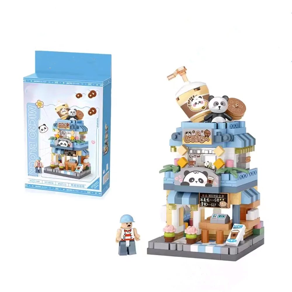 City View Ice Cream Panda Cafes Flower Camera Shops Micro Building Sets