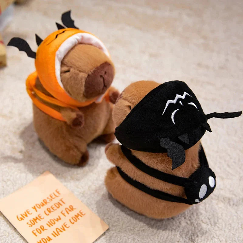 Cute Halloween Pumpkin Hat Bat Capybara Plush