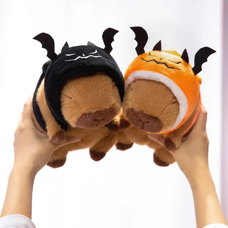 Cute Halloween Pumpkin Hat Bat Capybara Plush