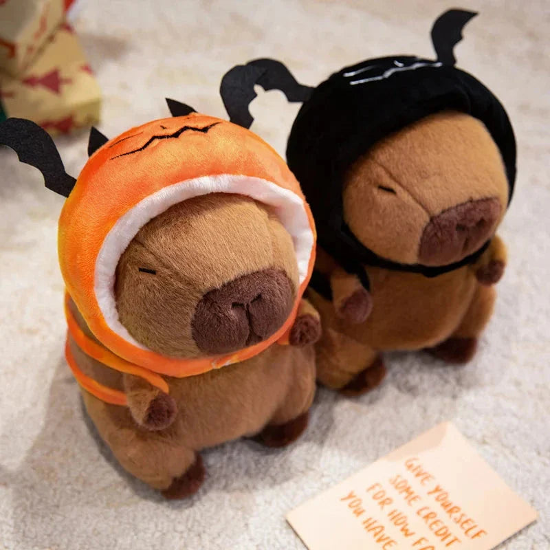 Cute Halloween Pumpkin Hat Bat Capybara Plush