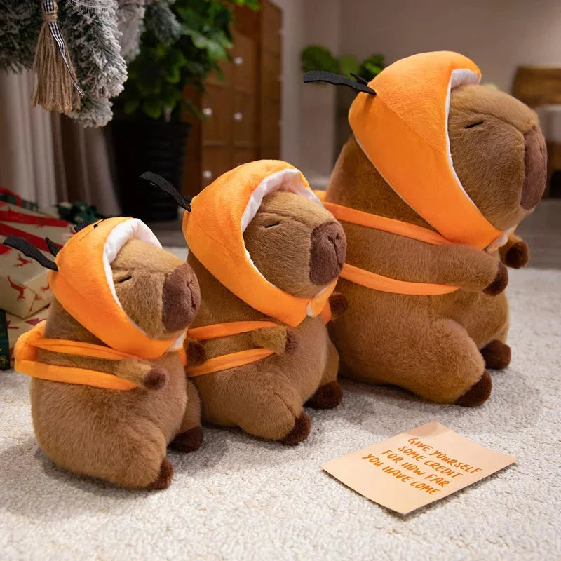 Cute Halloween Pumpkin Hat Bat Capybara Plush