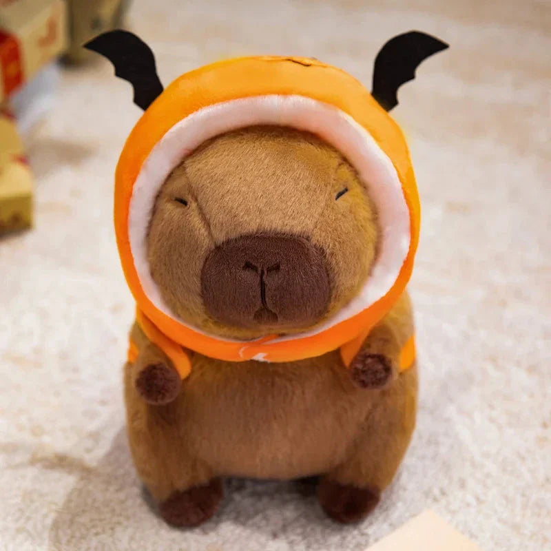 Cute Halloween Pumpkin Hat Bat Capybara Plush