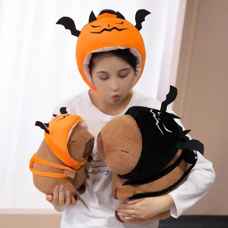 Cute Halloween Pumpkin Hat Bat Capybara Plush