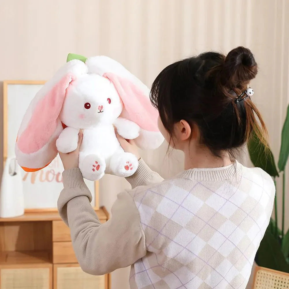 Fluffy Strawberry Carrot Bunny Zip Up Plushie