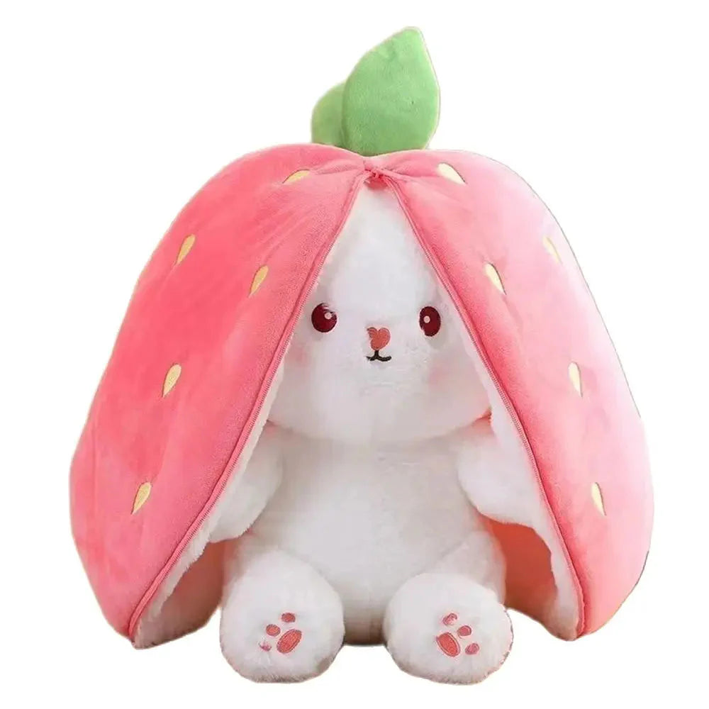 Fluffy Strawberry Carrot Bunny Zip Up Plushie