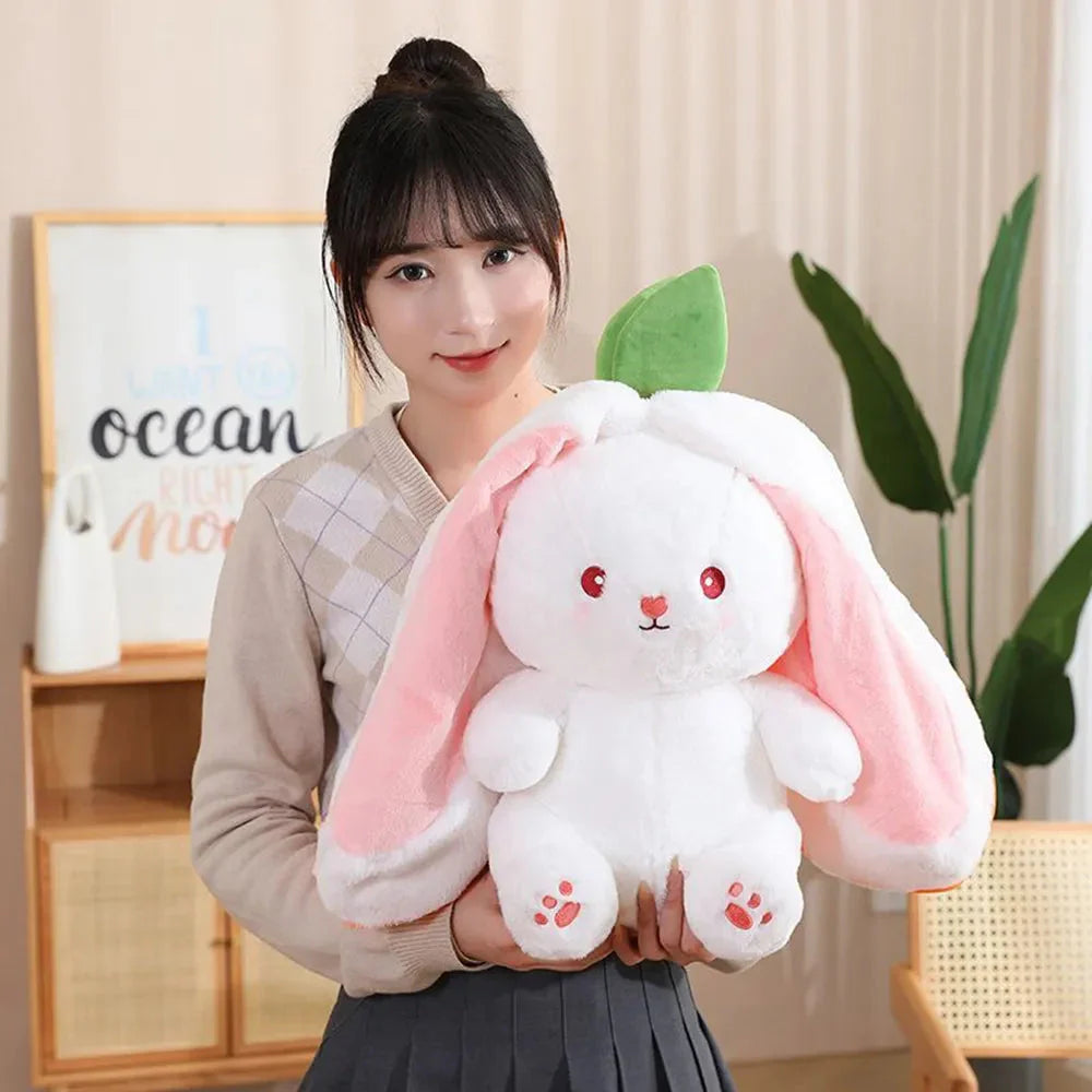Fluffy Strawberry Carrot Bunny Zip Up Plushie