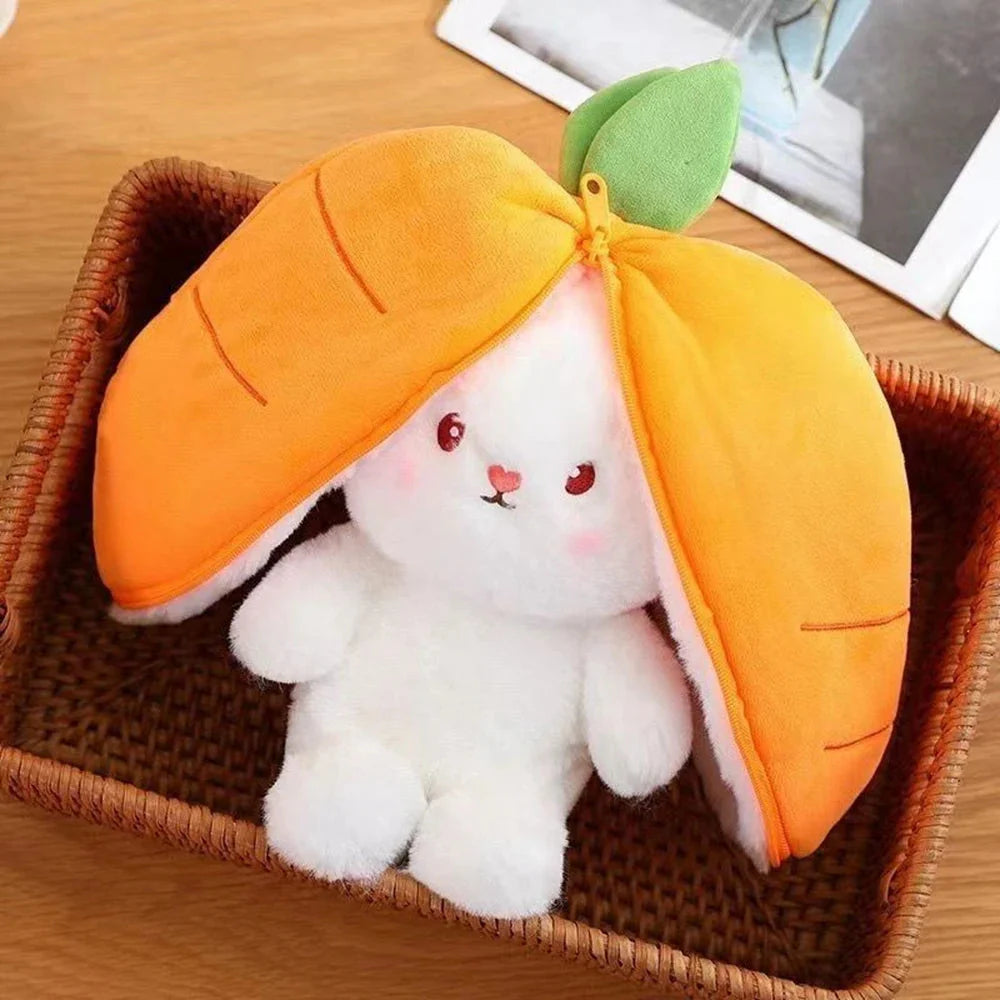 Fluffy Strawberry Carrot Bunny Zip Up Plushie