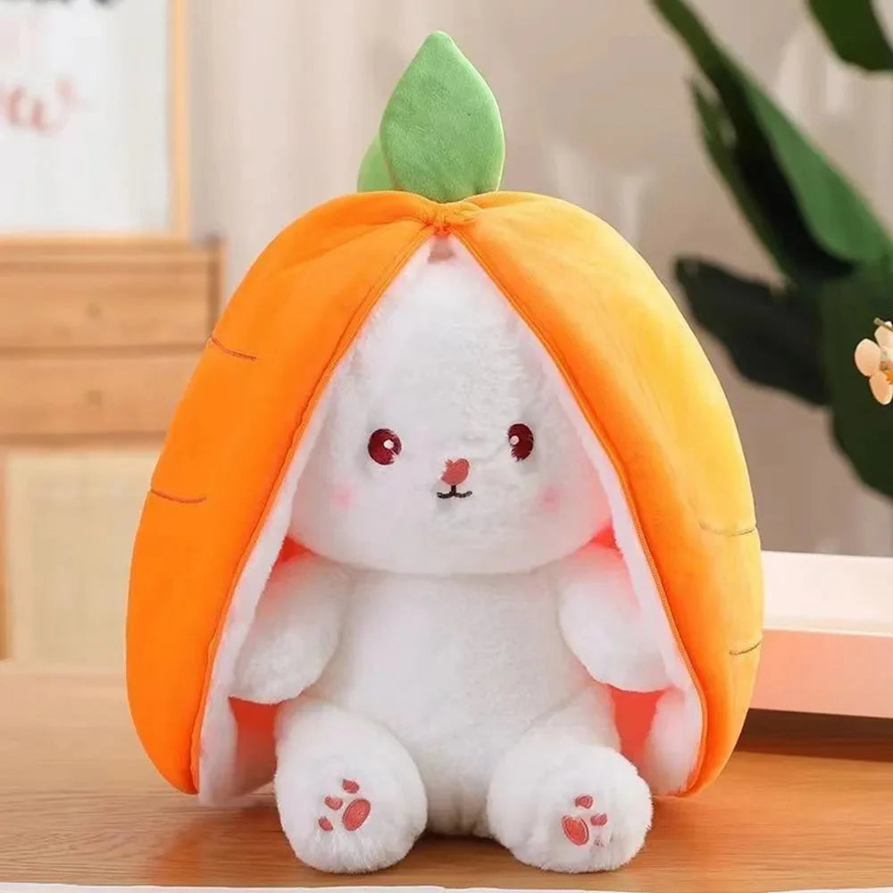 Fluffy Strawberry Carrot Bunny Zip Up Plushie