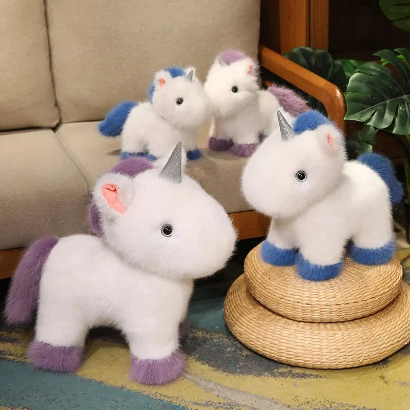 Fluffy White Blue Purple Chibi Unicorn Plushie