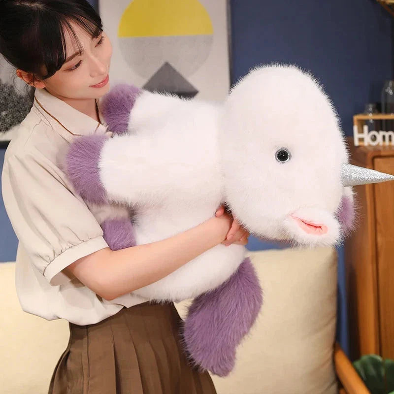 Fluffy White Blue Purple Chibi Unicorn Plushie