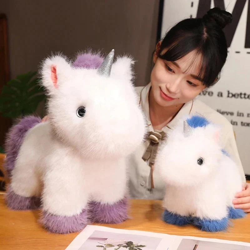Fluffy White Blue Purple Chibi Unicorn Plushie