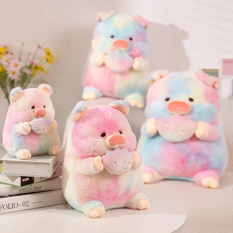 Galaxy Rainbow Pig Holding Shell Plushie