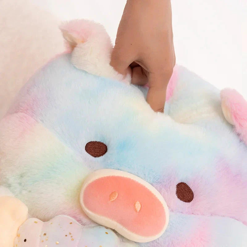 Galaxy Rainbow Pig Holding Shell Plushie