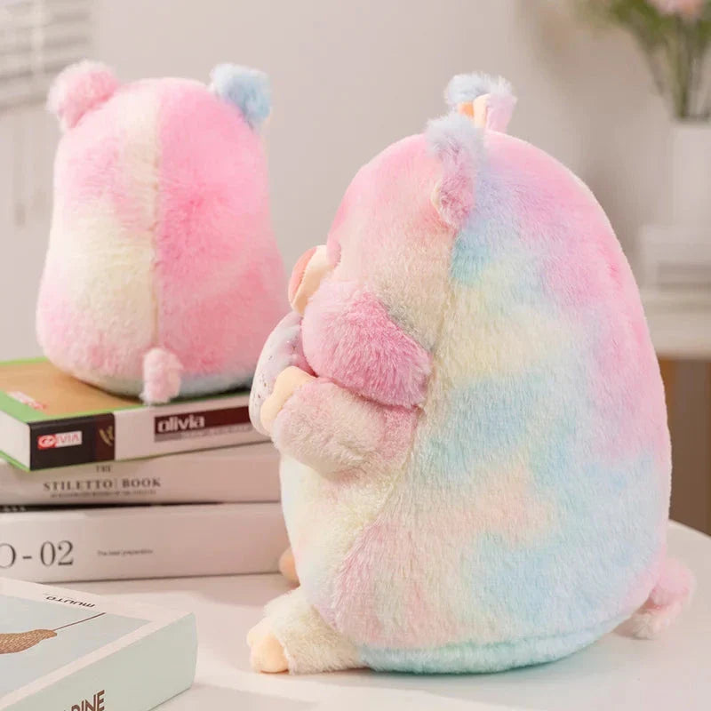Galaxy Rainbow Pig Holding Shell Plushie